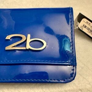 Blue Patent Leather Wallet with Silver Logo